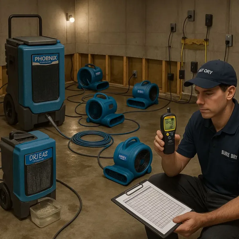 Structural Drying and Dehumidification process in Williamsburg, OH